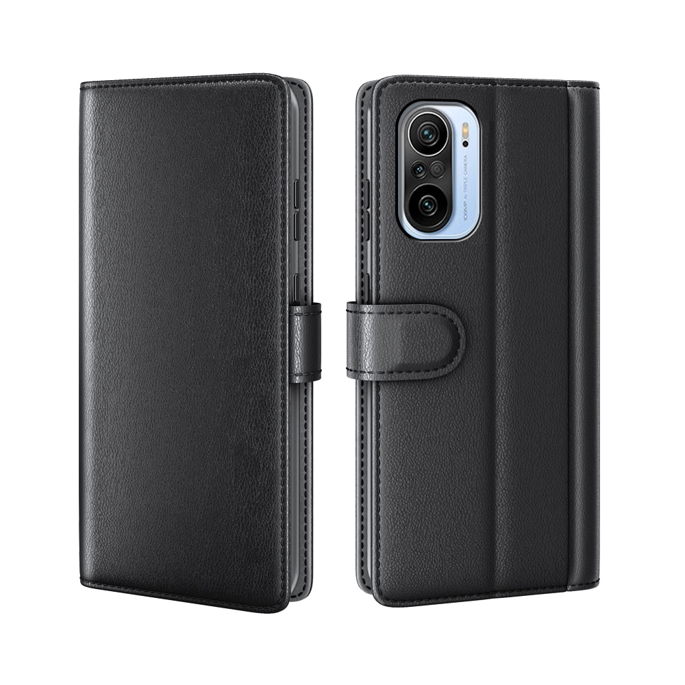 Xiaomi Mi 11i/Poco F3 Genuine Leather Wallet Case Black