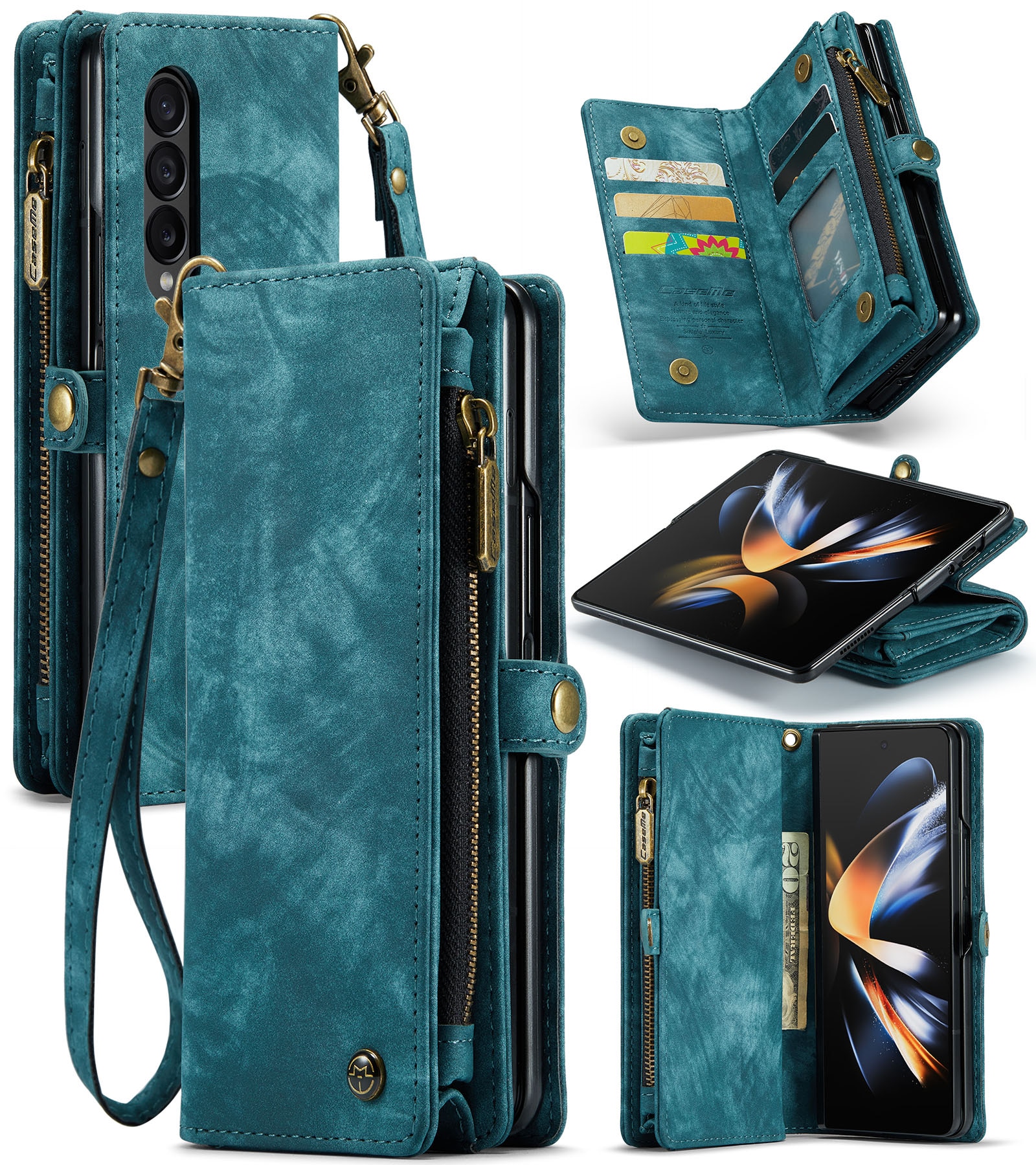 Samsung Galaxy Z Fold 4 Multi-slot Wallet Case Blue