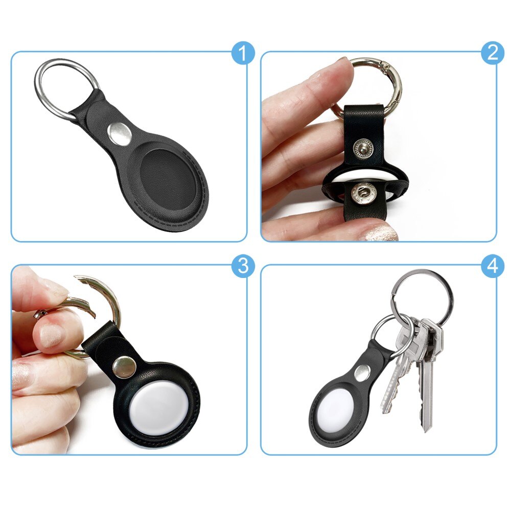 Apple AirTag Leather Key Ring black