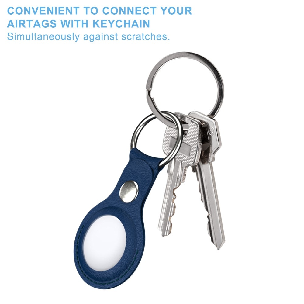 Apple AirTag Leather Key Ring blue