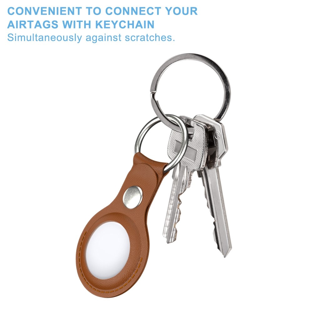 Apple AirTag Leather Key Ring brown