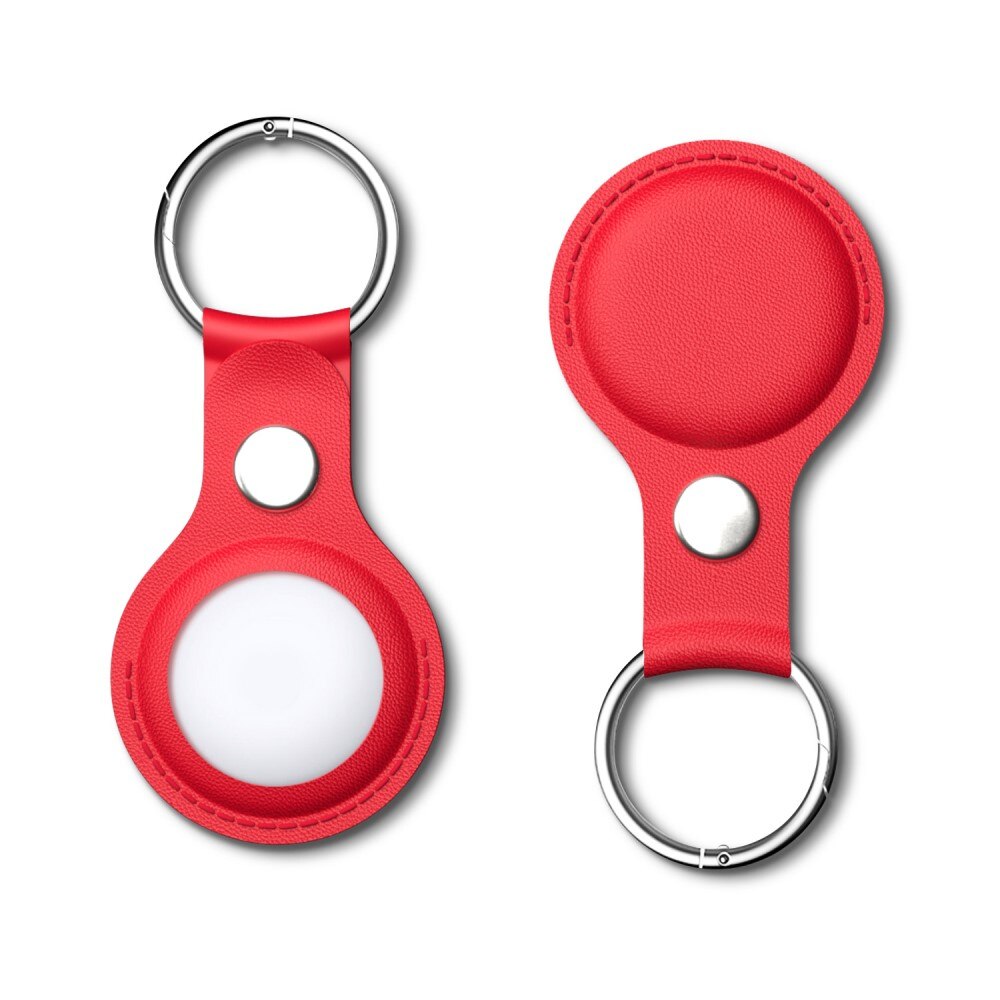 Apple AirTag Leather Key Ring red