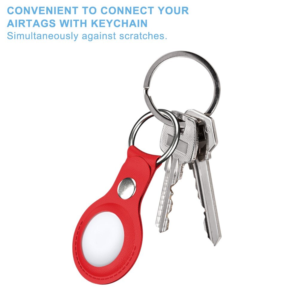 Apple AirTag Leather Key Ring red