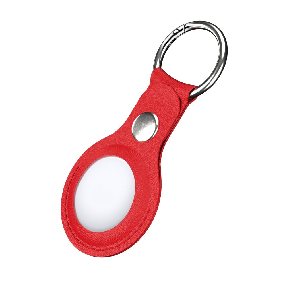 Apple AirTag Leather Key Ring red