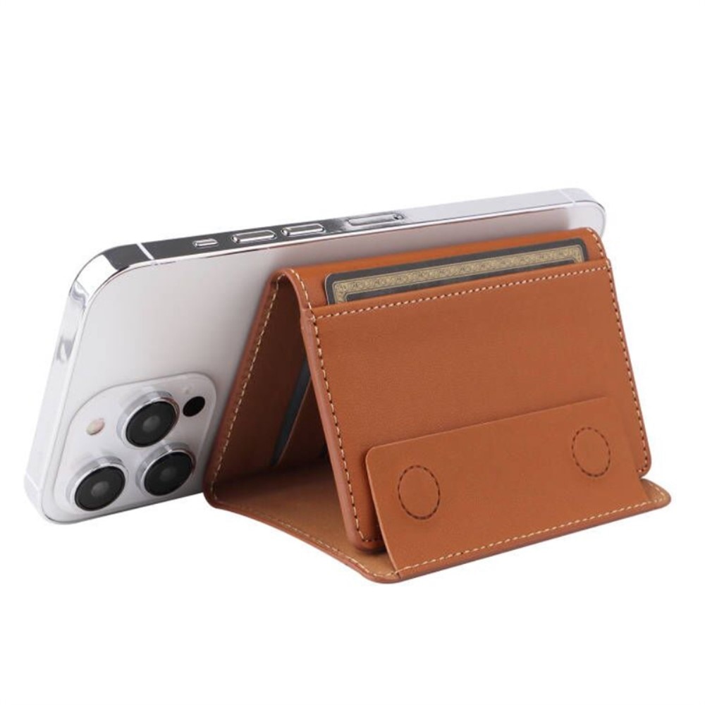 MagSafe Leather Wallet w. Kickstand Brown