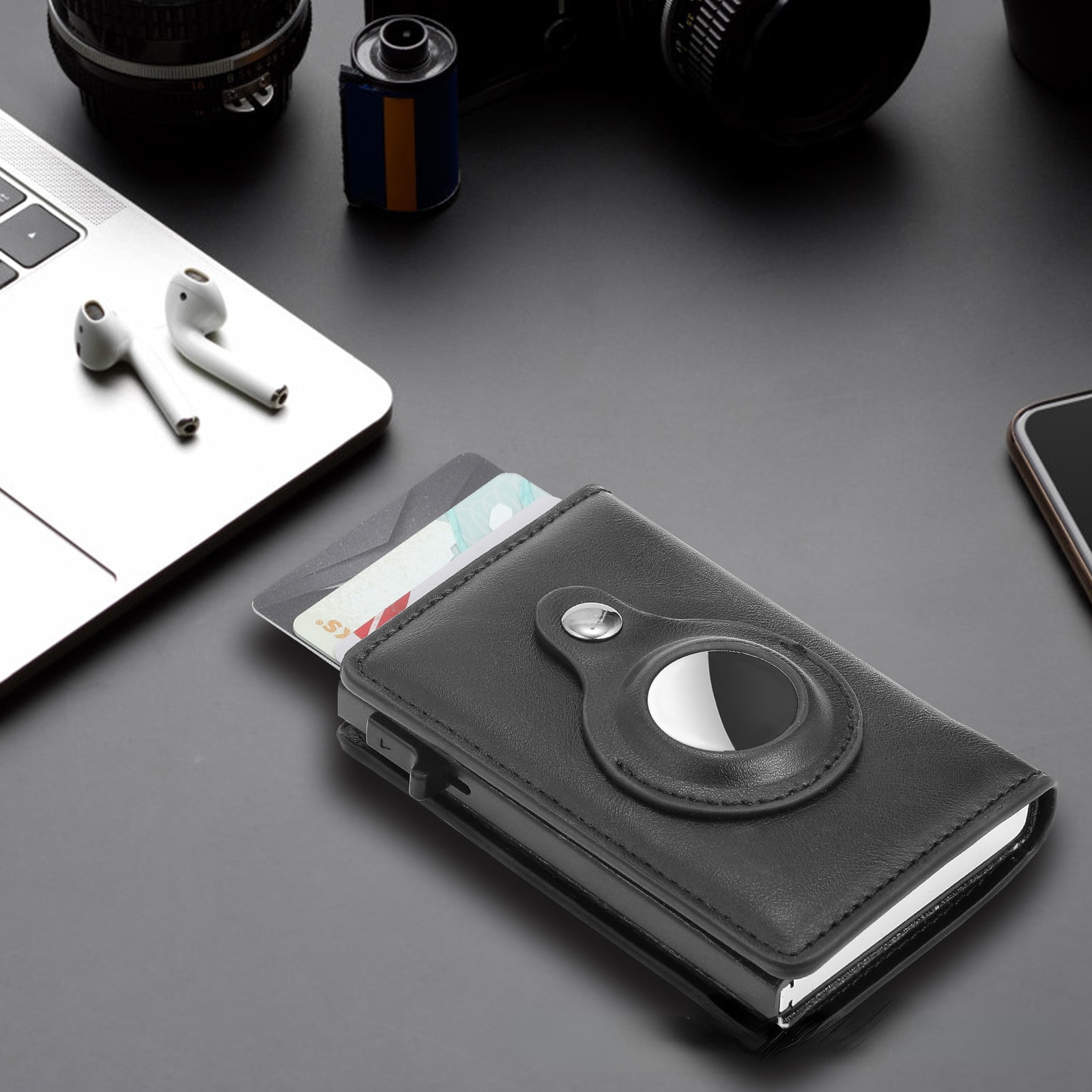 AirTag Leather Cardholder Black