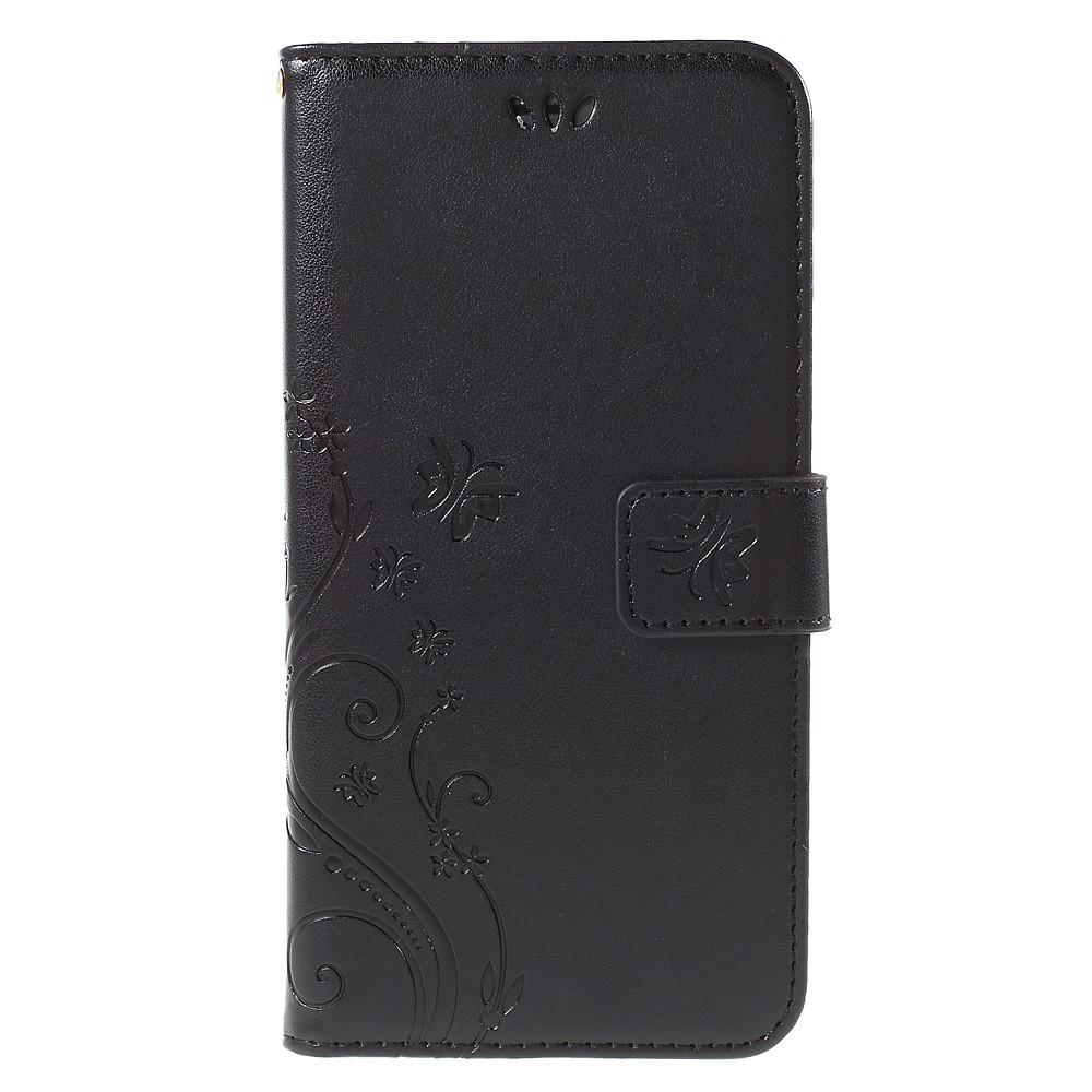 iPhone 6/6S Leather Cover Imprinted Butterflies Black