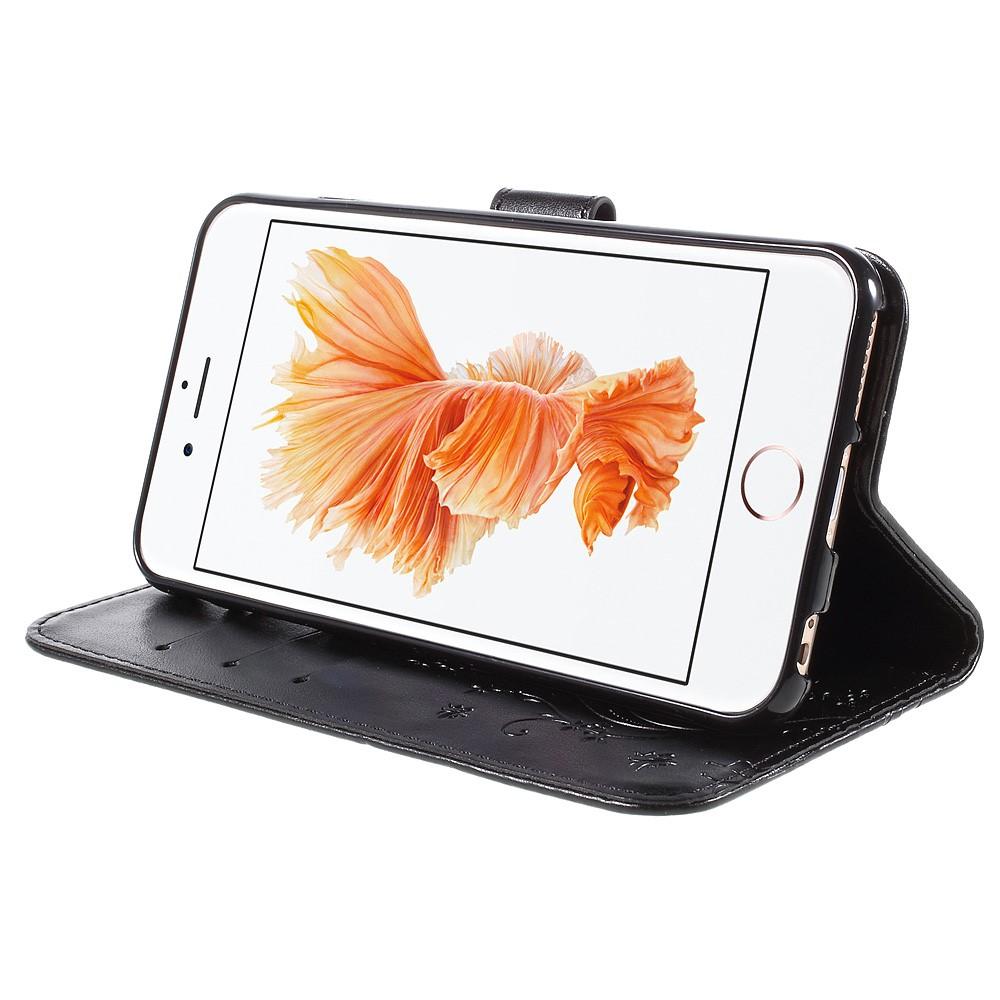 iPhone 6/6S Leather Cover Imprinted Butterflies Black