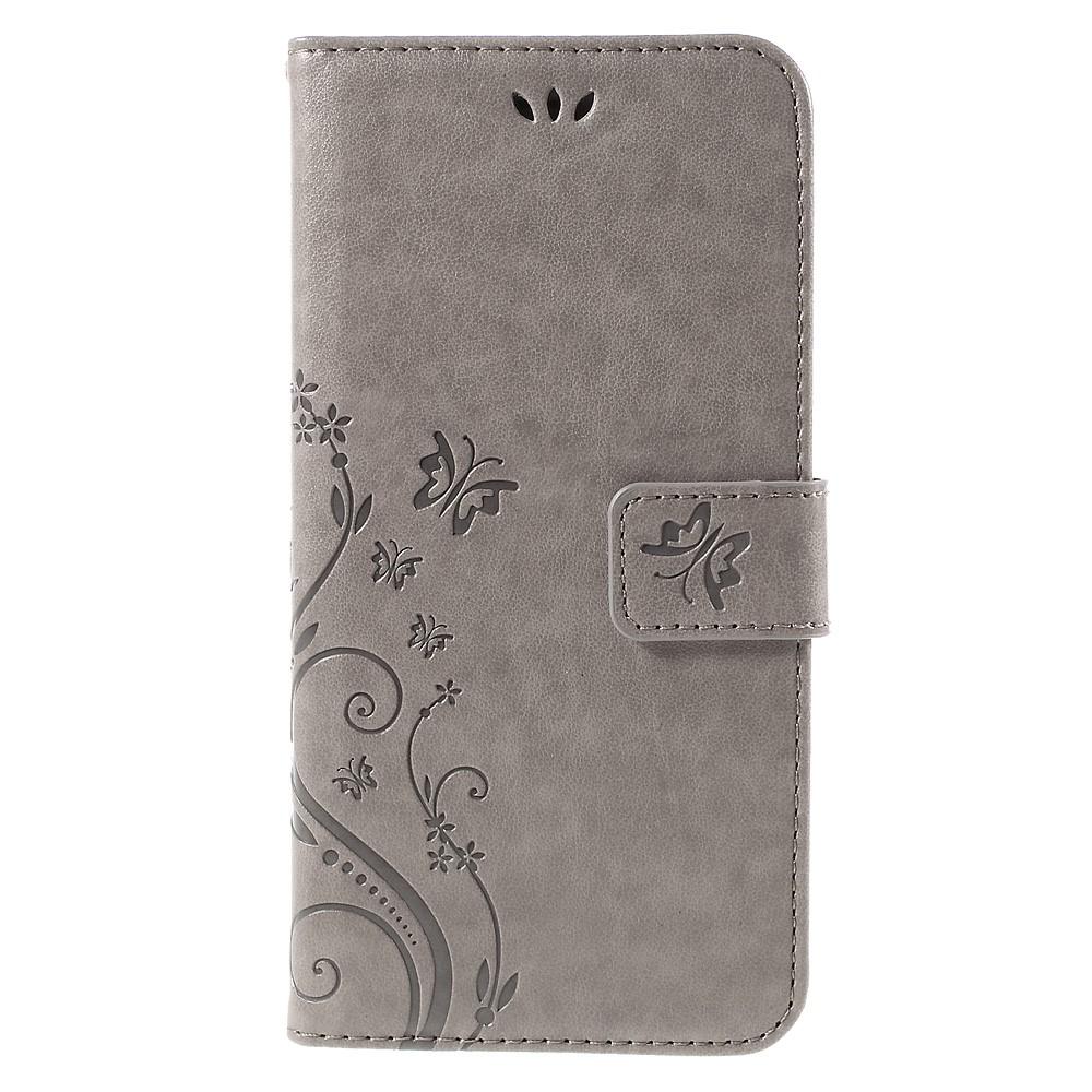 iPhone 6/6S Leather Cover Imprinted Butterflies Grey