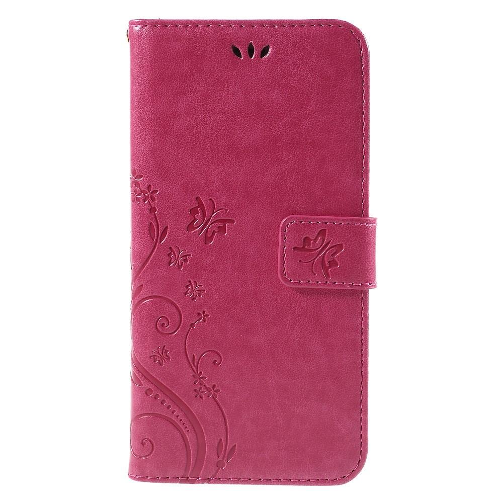 iPhone 6/6S Leather Cover Imprinted Butterflies Pink