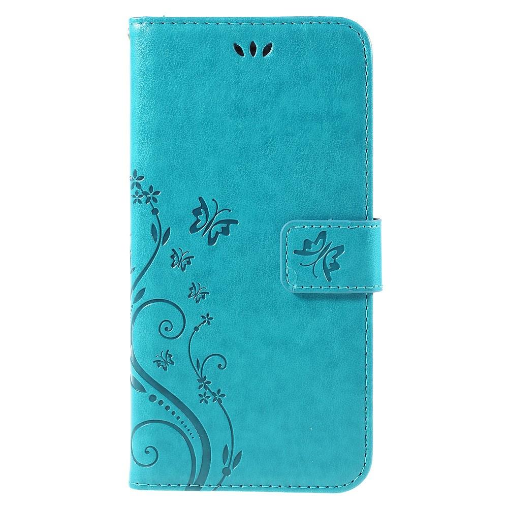 iPhone 6/6S Leather Cover Imprinted Butterflies Blue