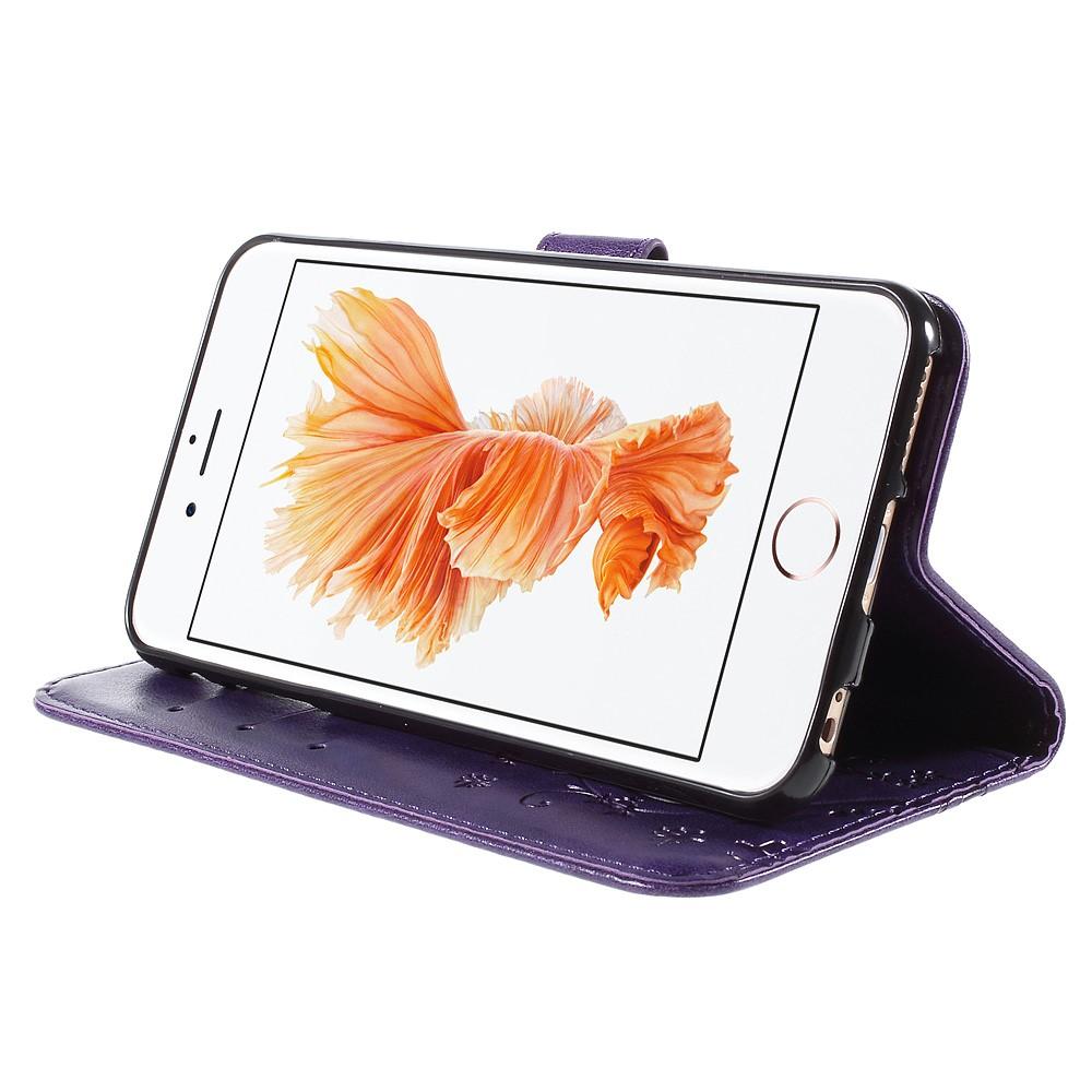 iPhone 6/6S Leather Cover Imprinted Butterflies Purple