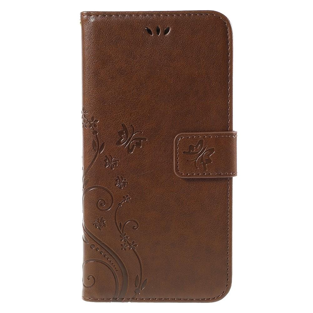 iPhone 6/6S Leather Cover Imprinted Butterflies Brown