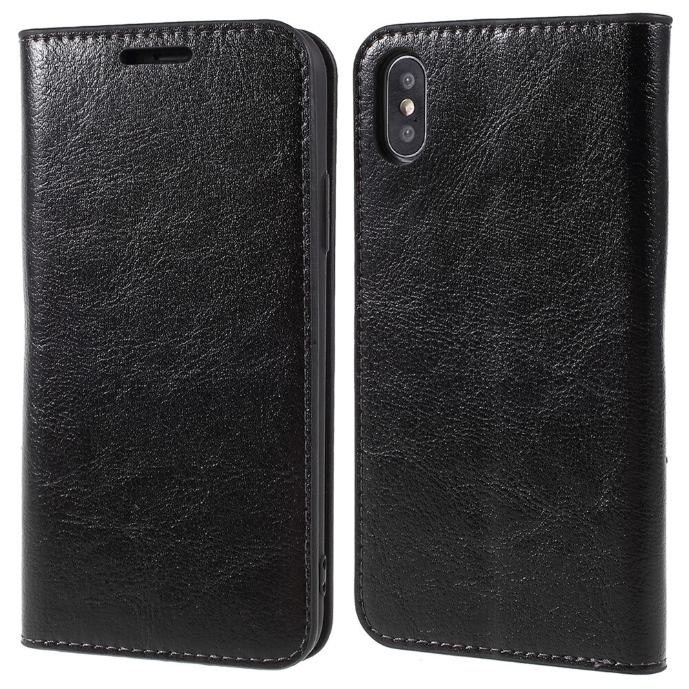 iPhone X/XS Genuine Leather Wallet Case Black