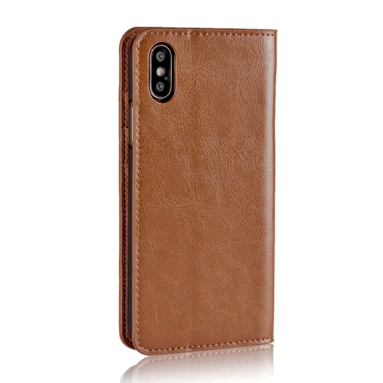 iPhone X/XS Genuine Leather Wallet Case Brown