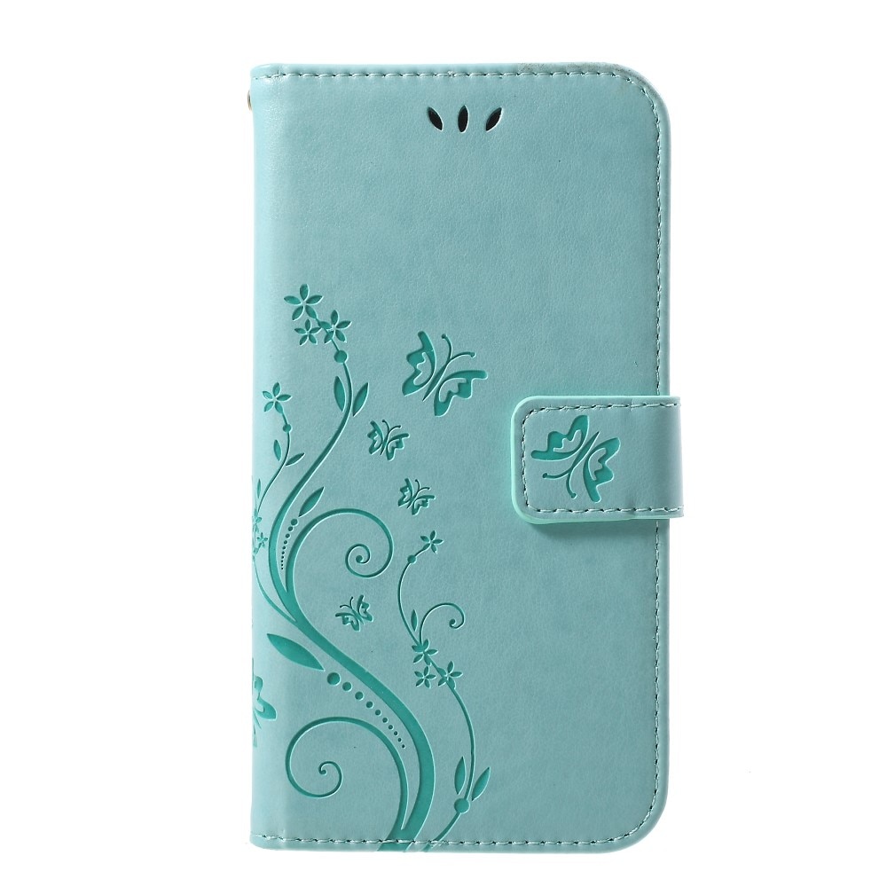 iPhone XR Leather Cover Imprinted Butterflies Green