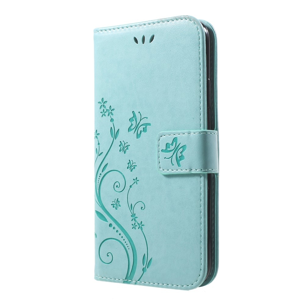 iPhone XR Leather Cover Imprinted Butterflies Green