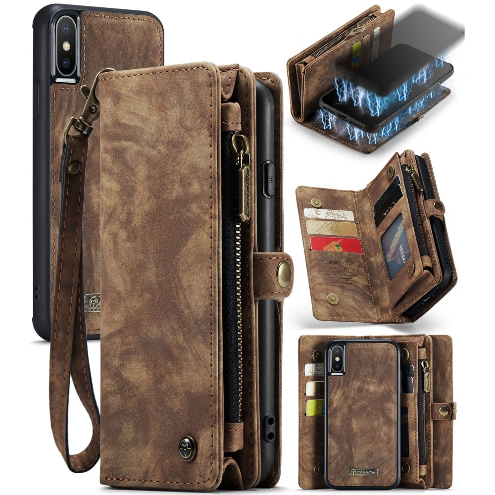 iPhone Xs Max Multi-slot Wallet Case Brown