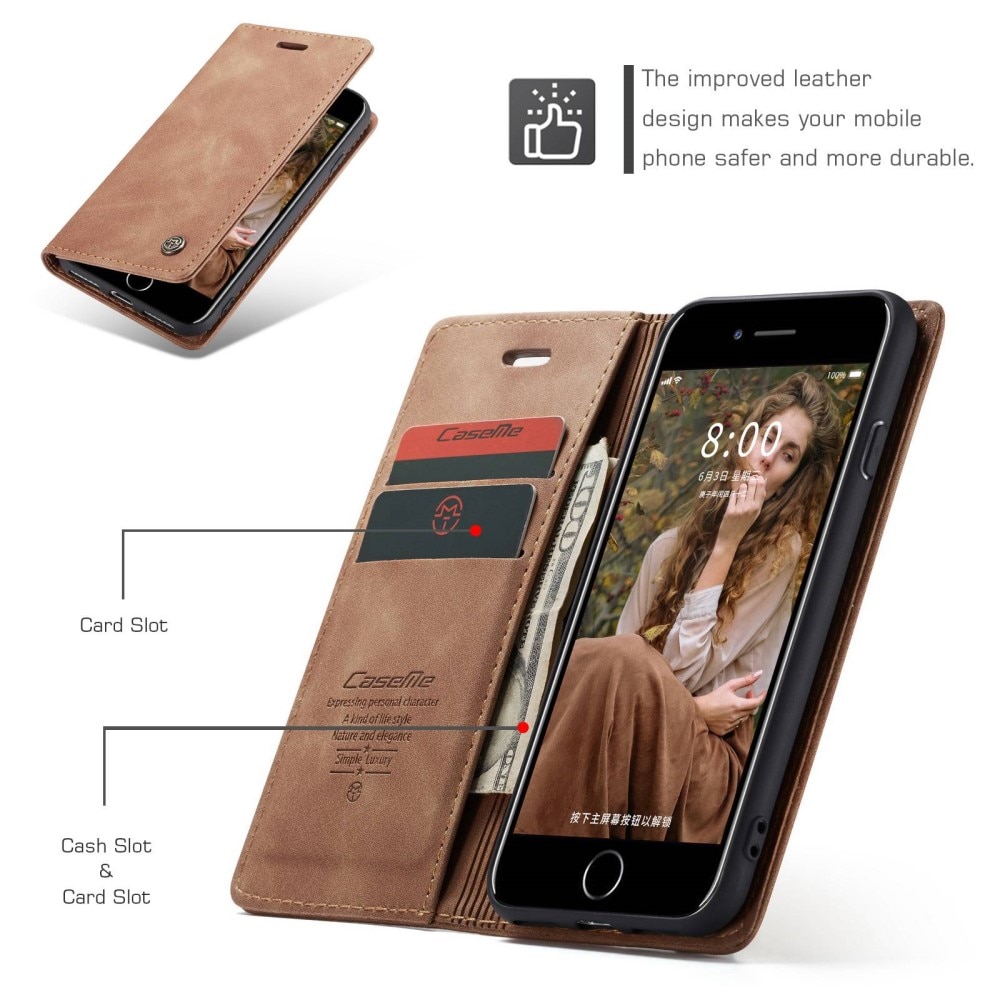 iPhone 8 Slim Wallet Case Cognac