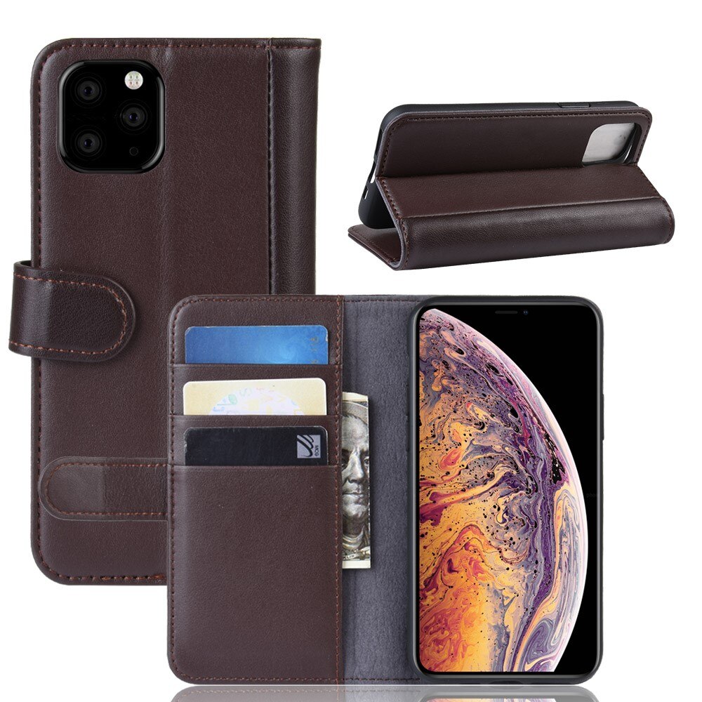 iPhone 11 Pro Genuine Leather Wallet Case Brown