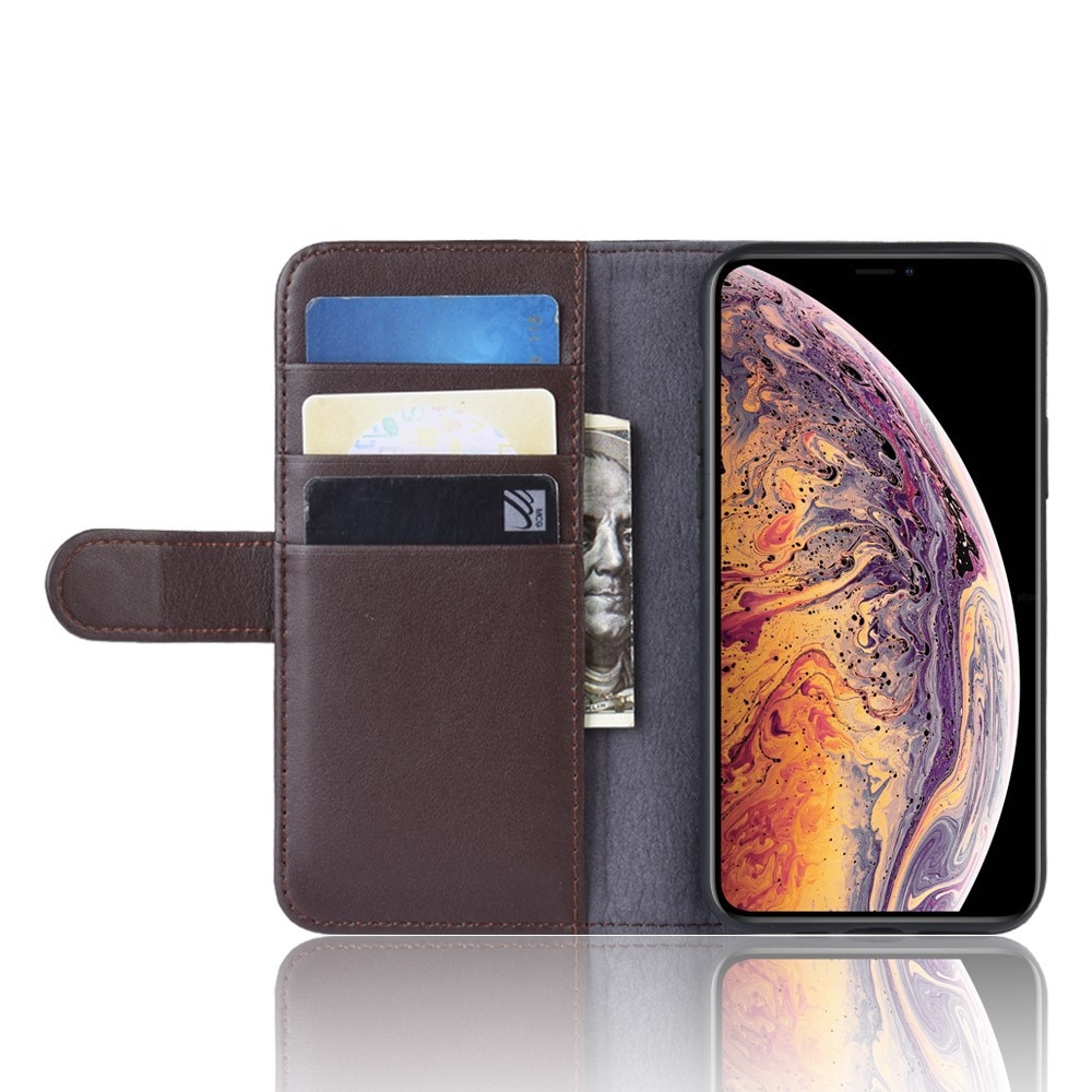 iPhone 11 Pro Max Genuine Leather Wallet Case Brown
