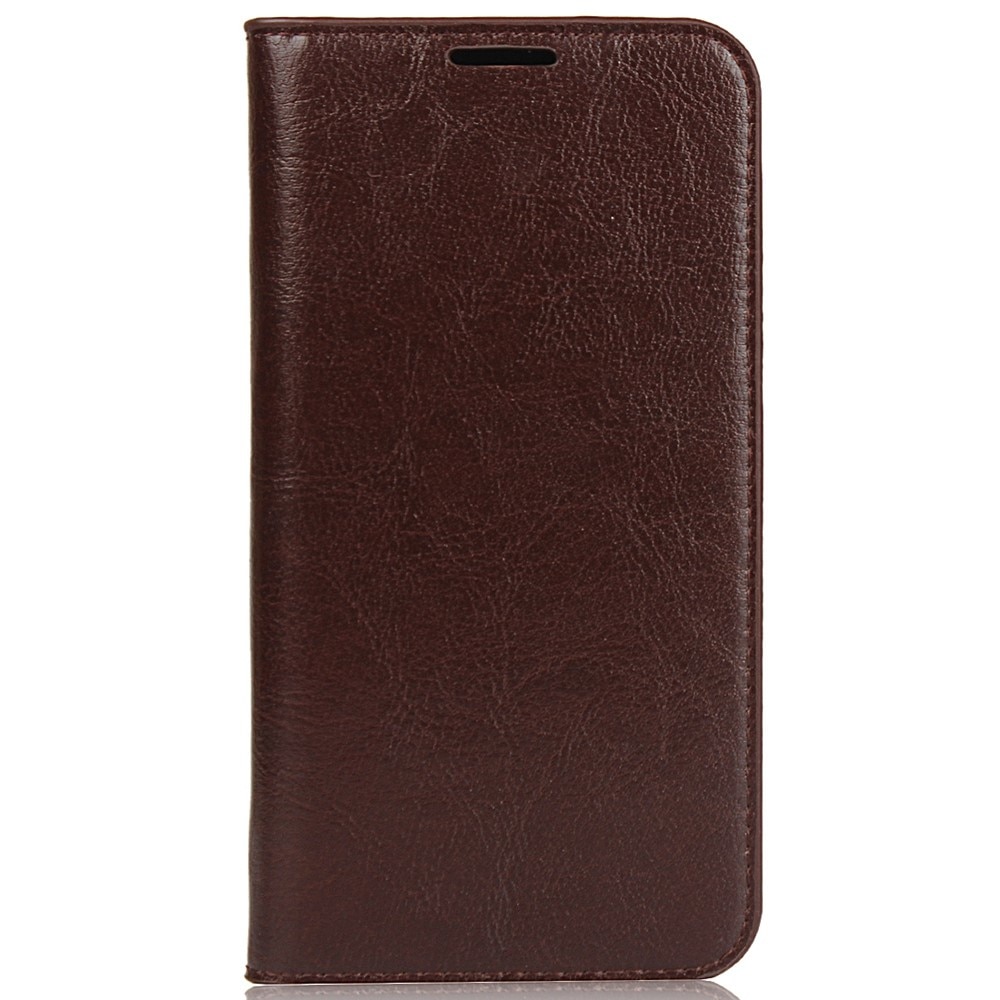 iPhone XR Genuine Leather Wallet Case Dark Brown