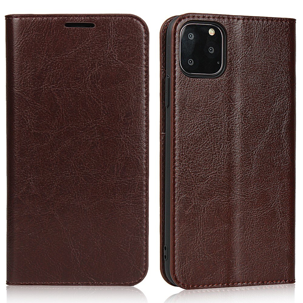 iPhone 11 Pro Genuine Leather Wallet Case Dark Brown