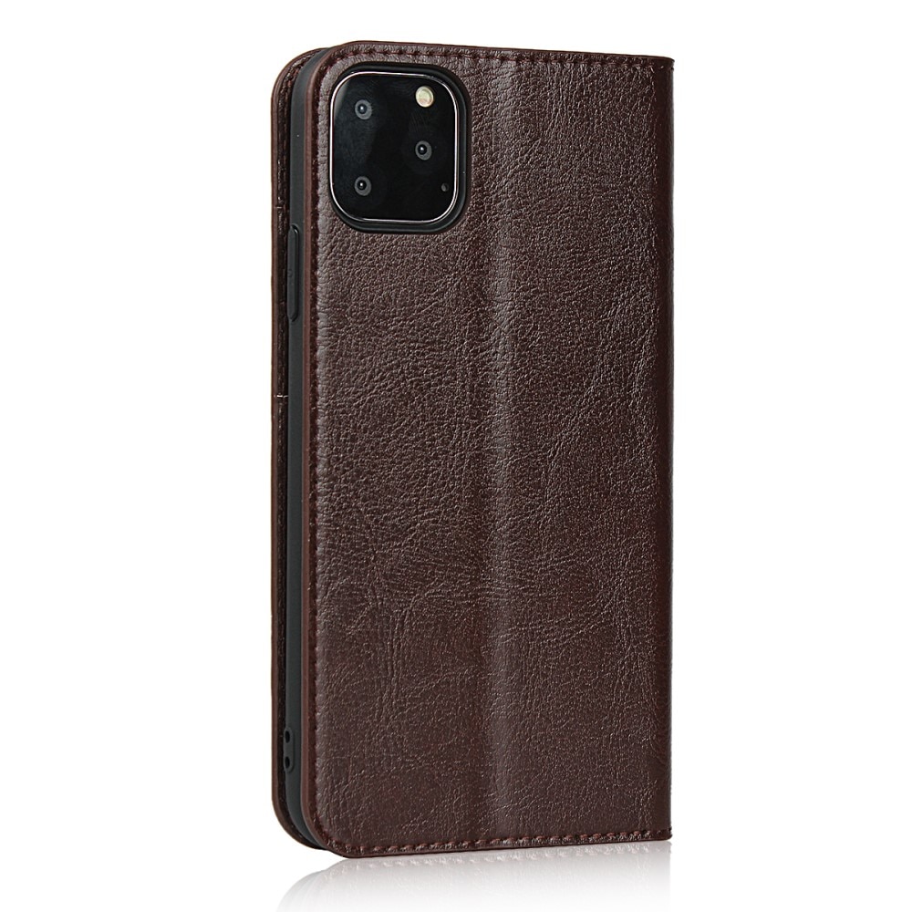 iPhone 11 Pro Genuine Leather Wallet Case Dark Brown