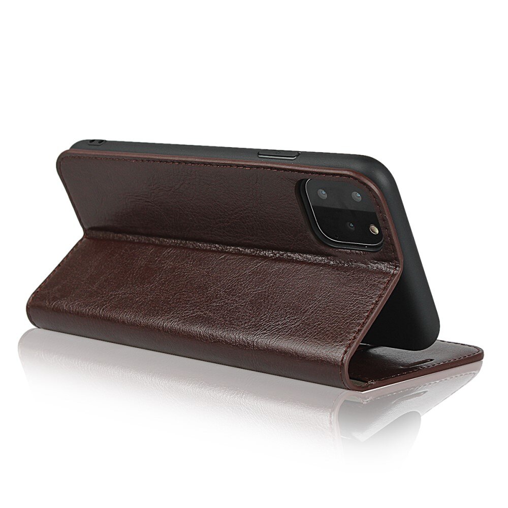 iPhone 11 Pro Genuine Leather Wallet Case Dark Brown