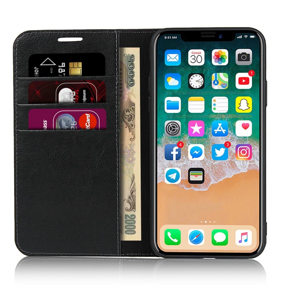 iPhone 11 Pro Genuine Leather Wallet Case Black