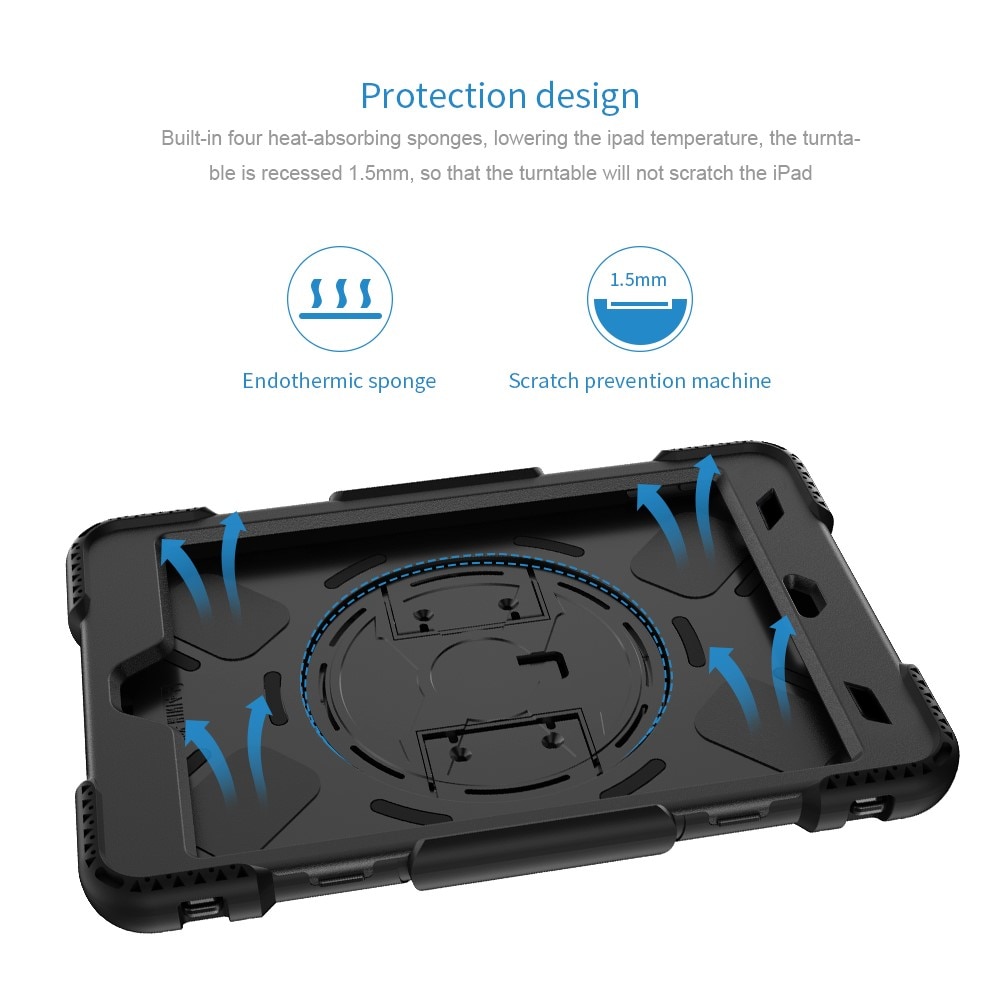 iPad Air 2 9.7 (2014) Shockproof Hybrid Case w. Shoulder Strap Black