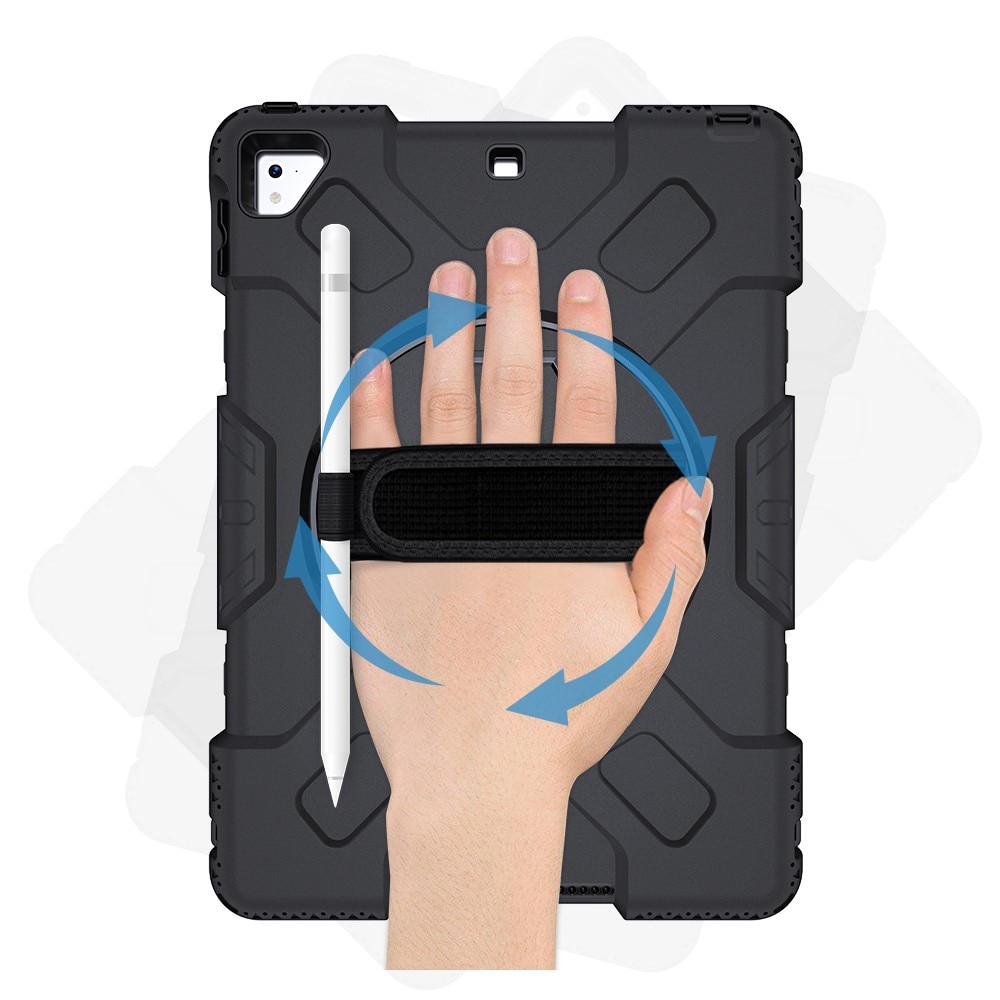 iPad Air 2 9.7 (2014) Shockproof Hybrid Case w. Shoulder Strap Black