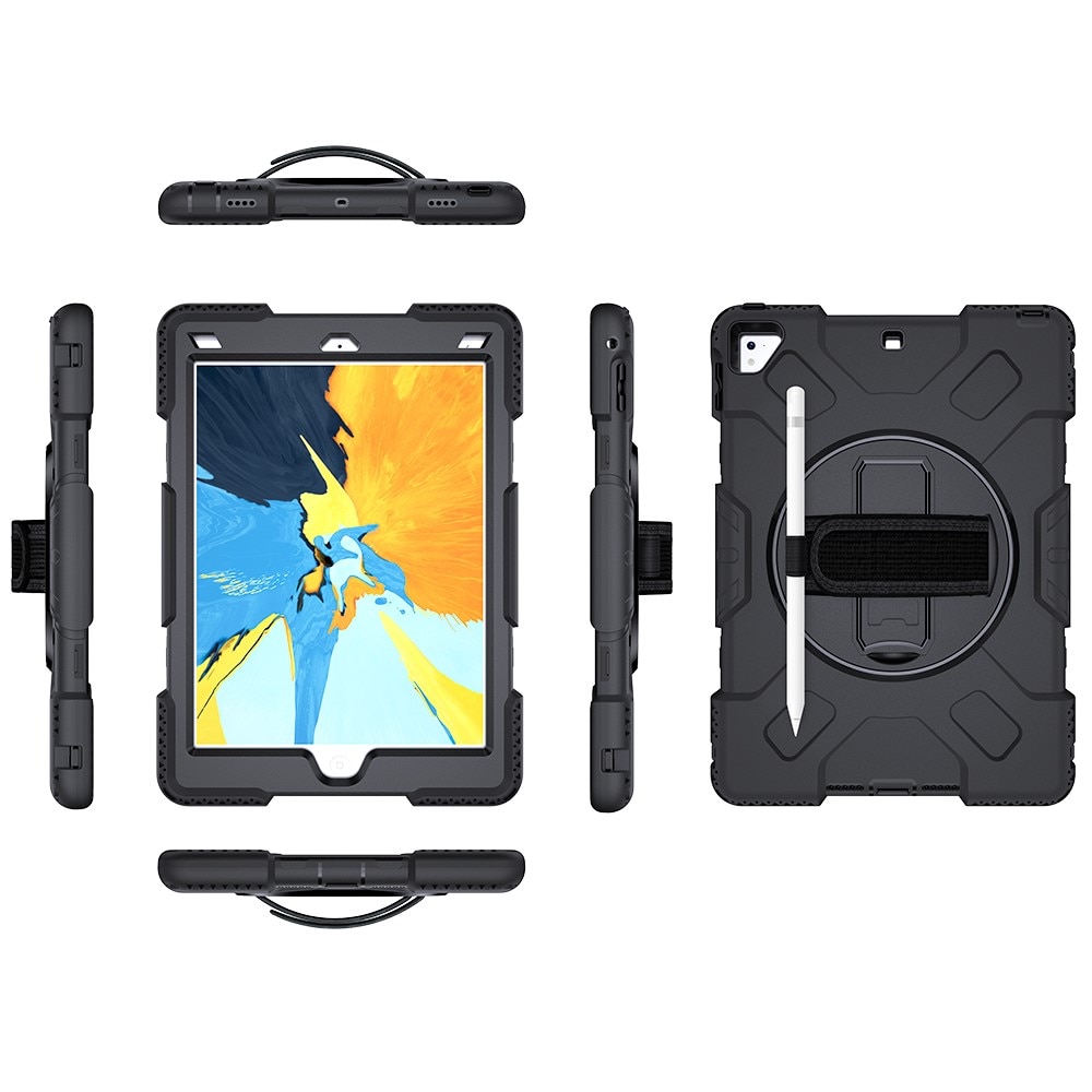 iPad Air 2 9.7 (2014) Shockproof Hybrid Case w. Shoulder Strap Black