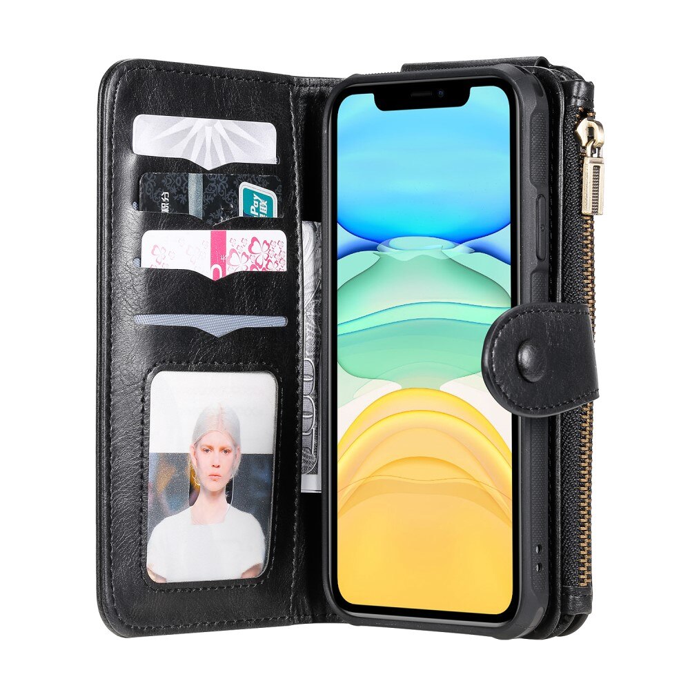 iPhone 11 Magnet Leather Multi Wallet Black