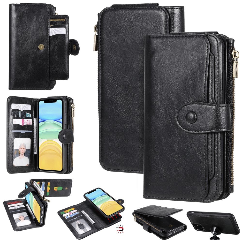 iPhone 11 Magnet Leather Multi Wallet Black