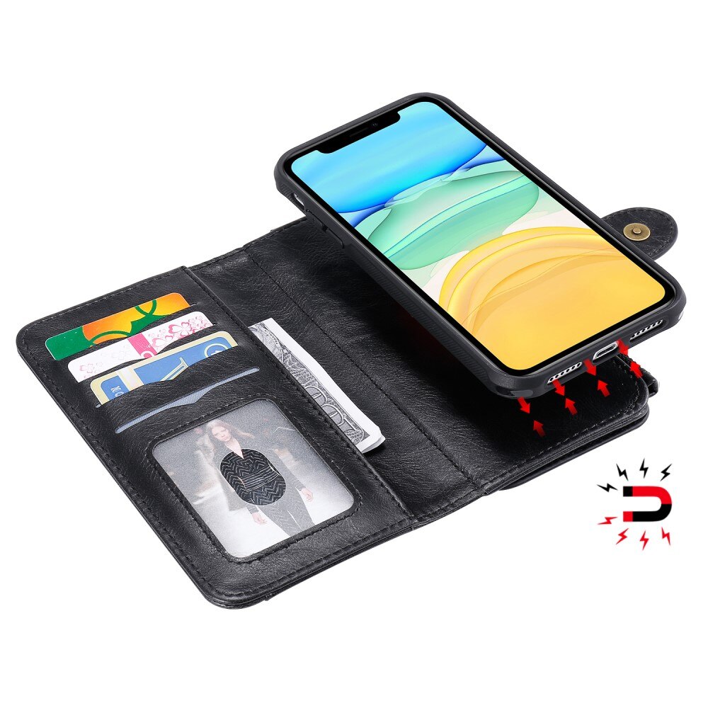 iPhone 11 Magnet Leather Multi Wallet Black