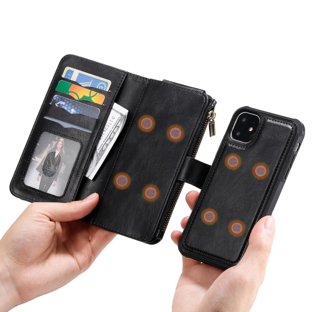 iPhone 11 Magnet Leather Multi Wallet Black