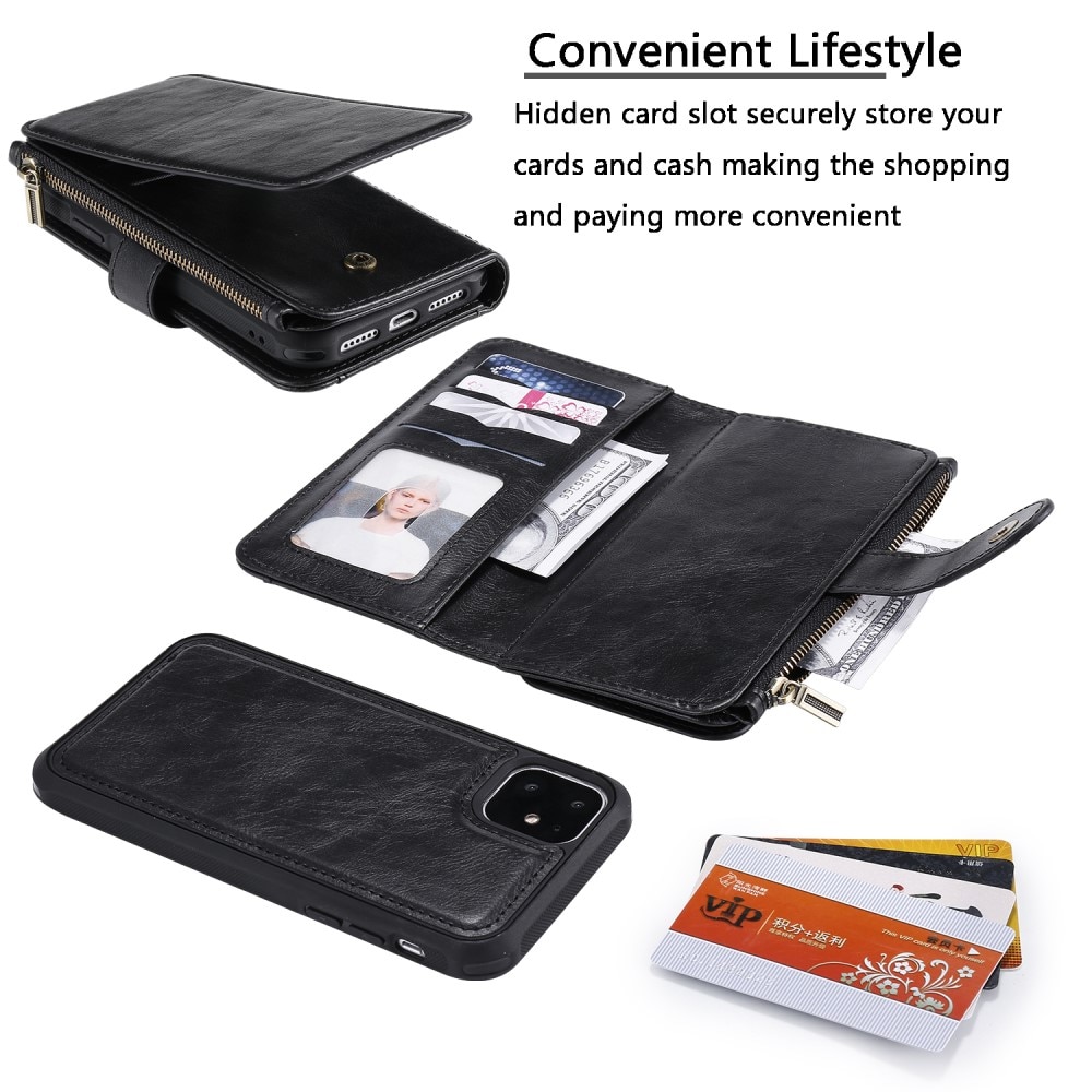 iPhone 11 Magnet Leather Multi Wallet Black