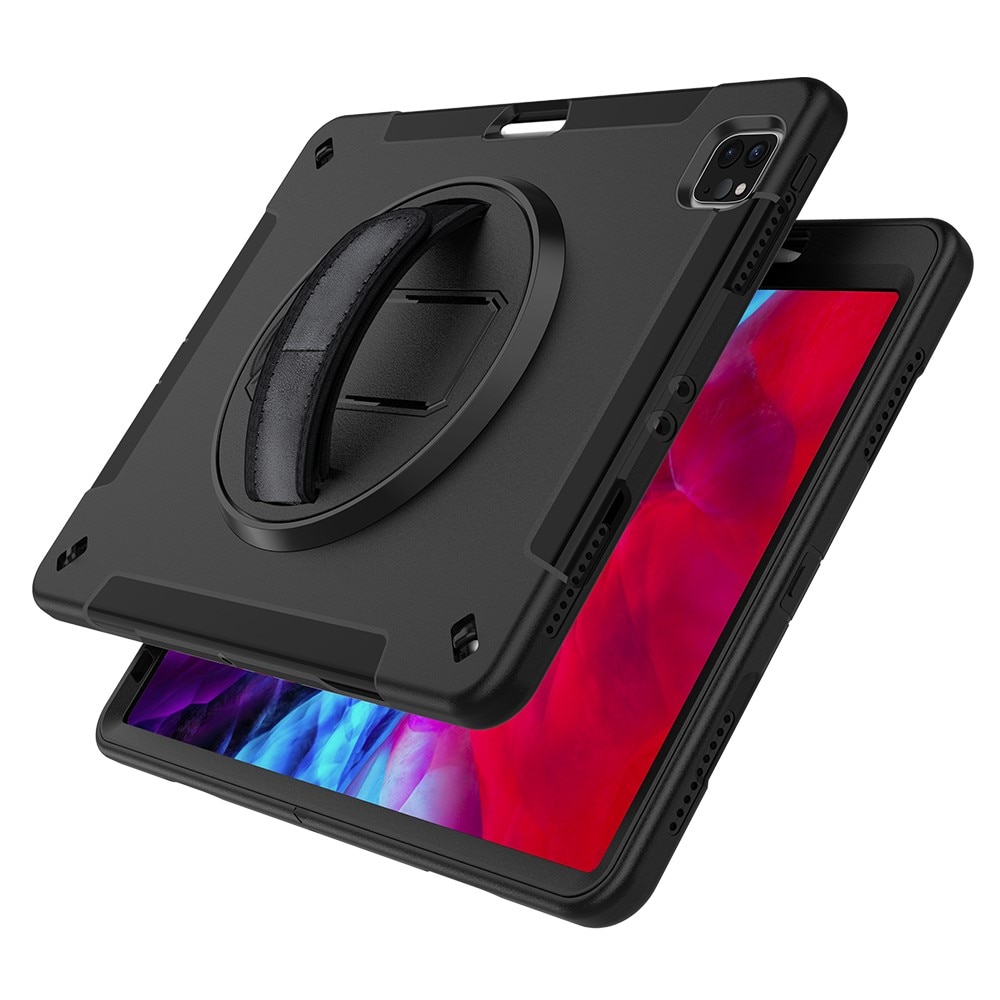 iPad Pro 12.9 4th Gen (2020) Shockproof Hybrid Case w. Shoulder Strap Black