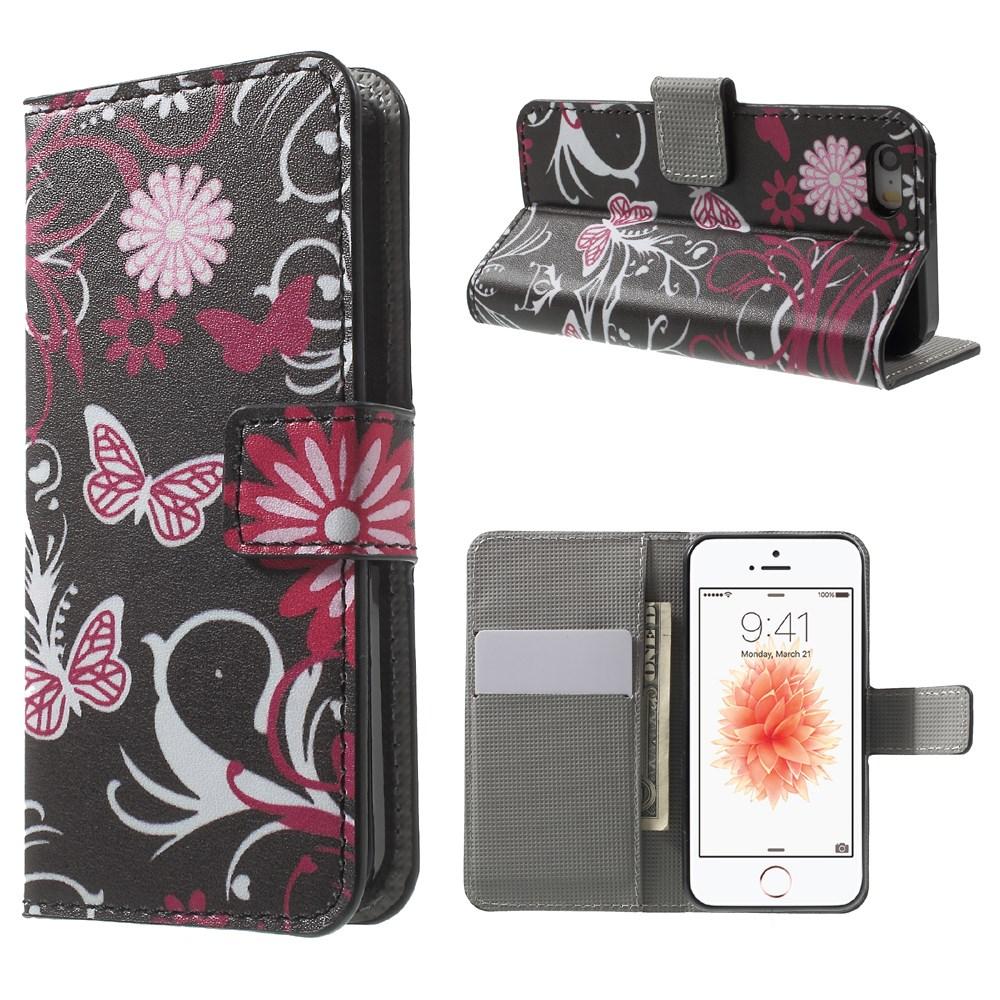 iPhone 5/5S/SE Wallet Case Black Butterfly