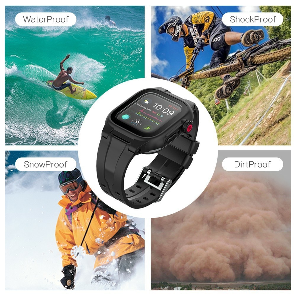 Apple Watch SE 44mm Waterproof Case with Silicone Band Black