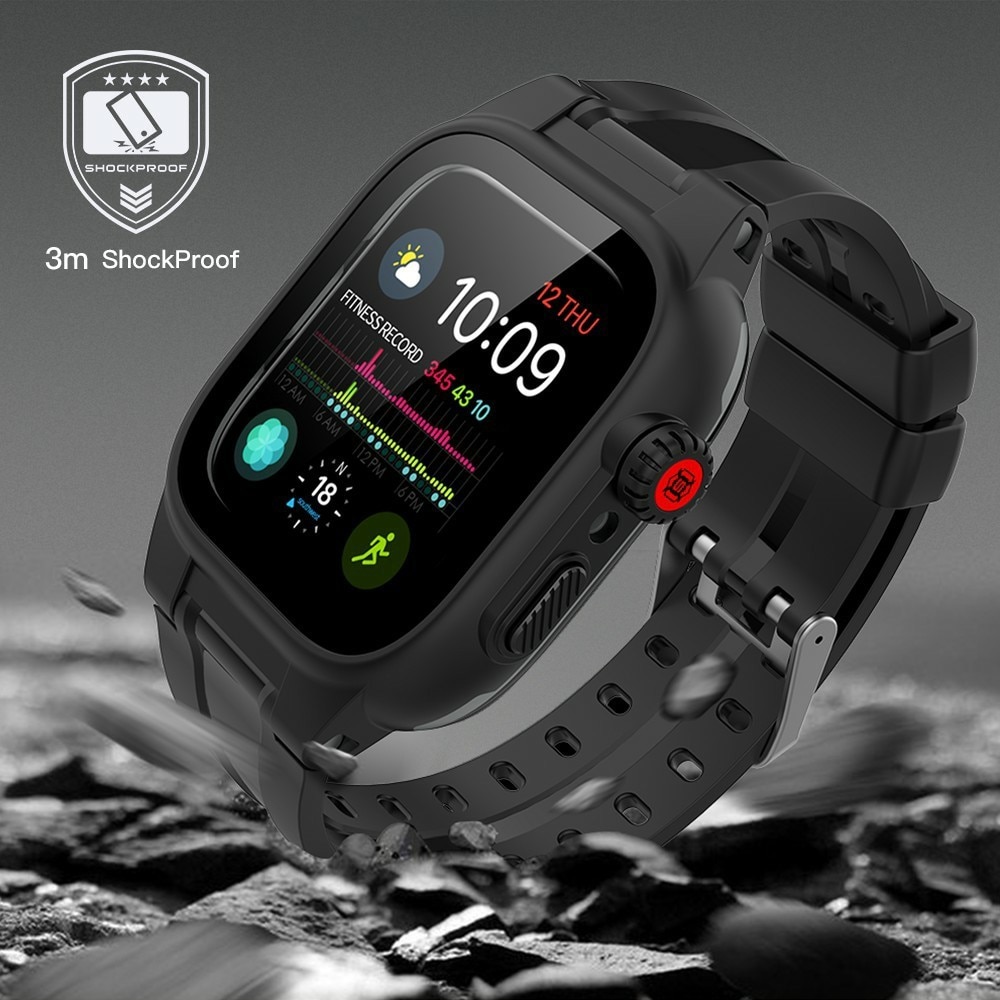 Apple Watch 44mm Waterproof Case with Silicone Band Black