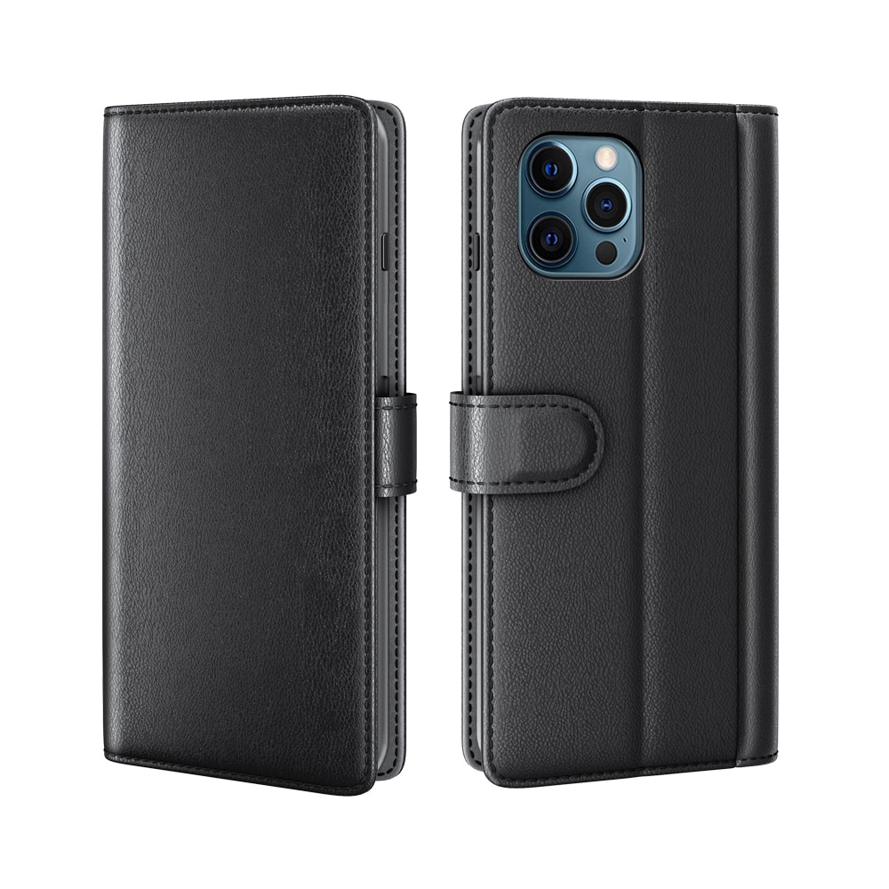 iPhone 12 Pro Max Genuine Leather Wallet Case Black