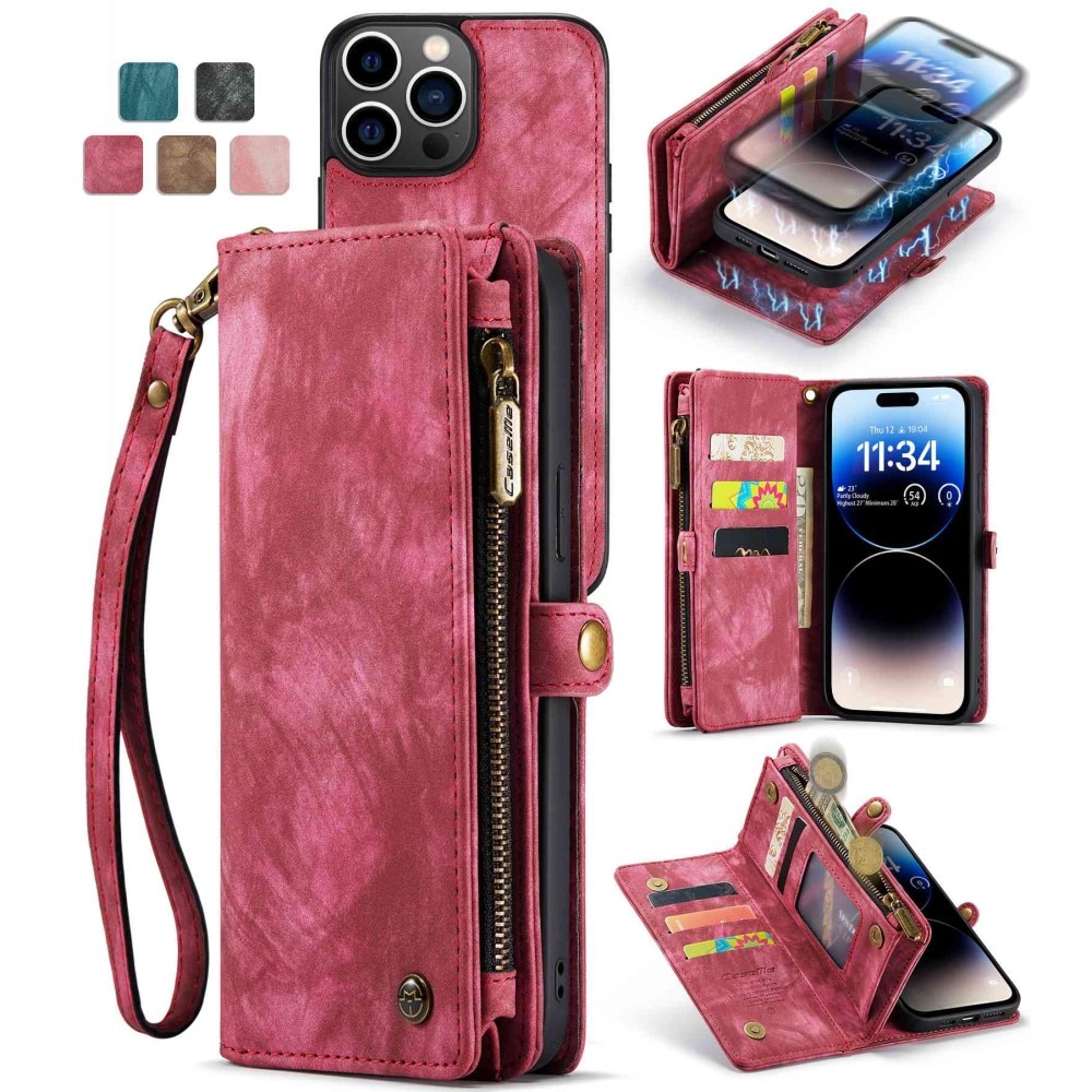 iPhone 12 Pro Max Multi-slot Wallet Case Red