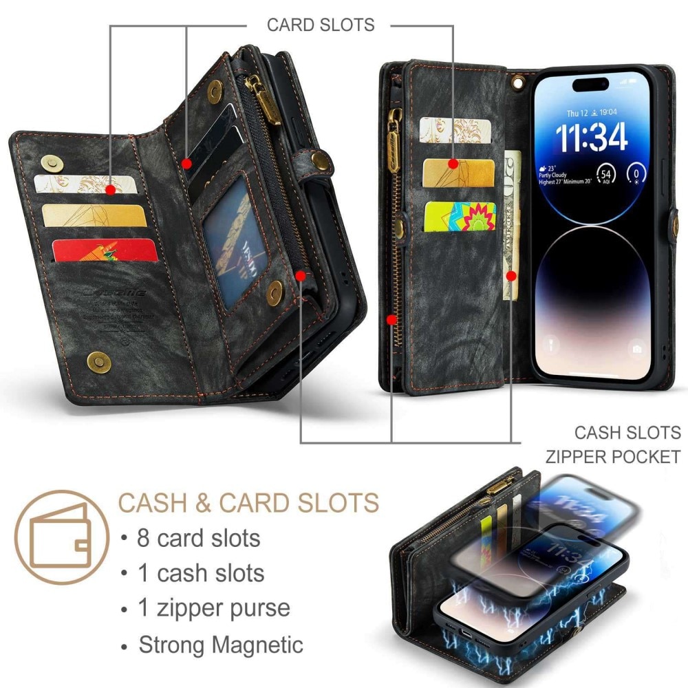 iPhone 12/12 Pro Multi-slot Wallet Case Grey