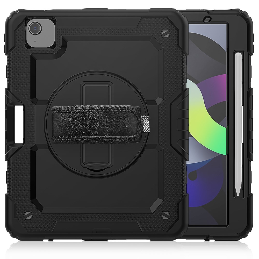 iPad Air 10.9 5th Gen (2022) Shockproof Full Protection Hybrid Case w. Shoulder Strap Black