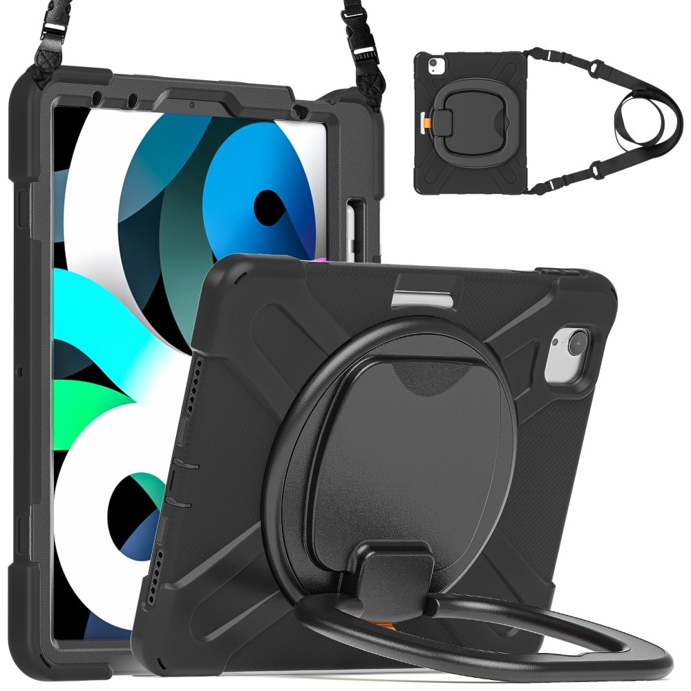 iPad Pro 11 4th Gen (2022) Kickstand Hybrid Case w. Shoulder Strap Black
