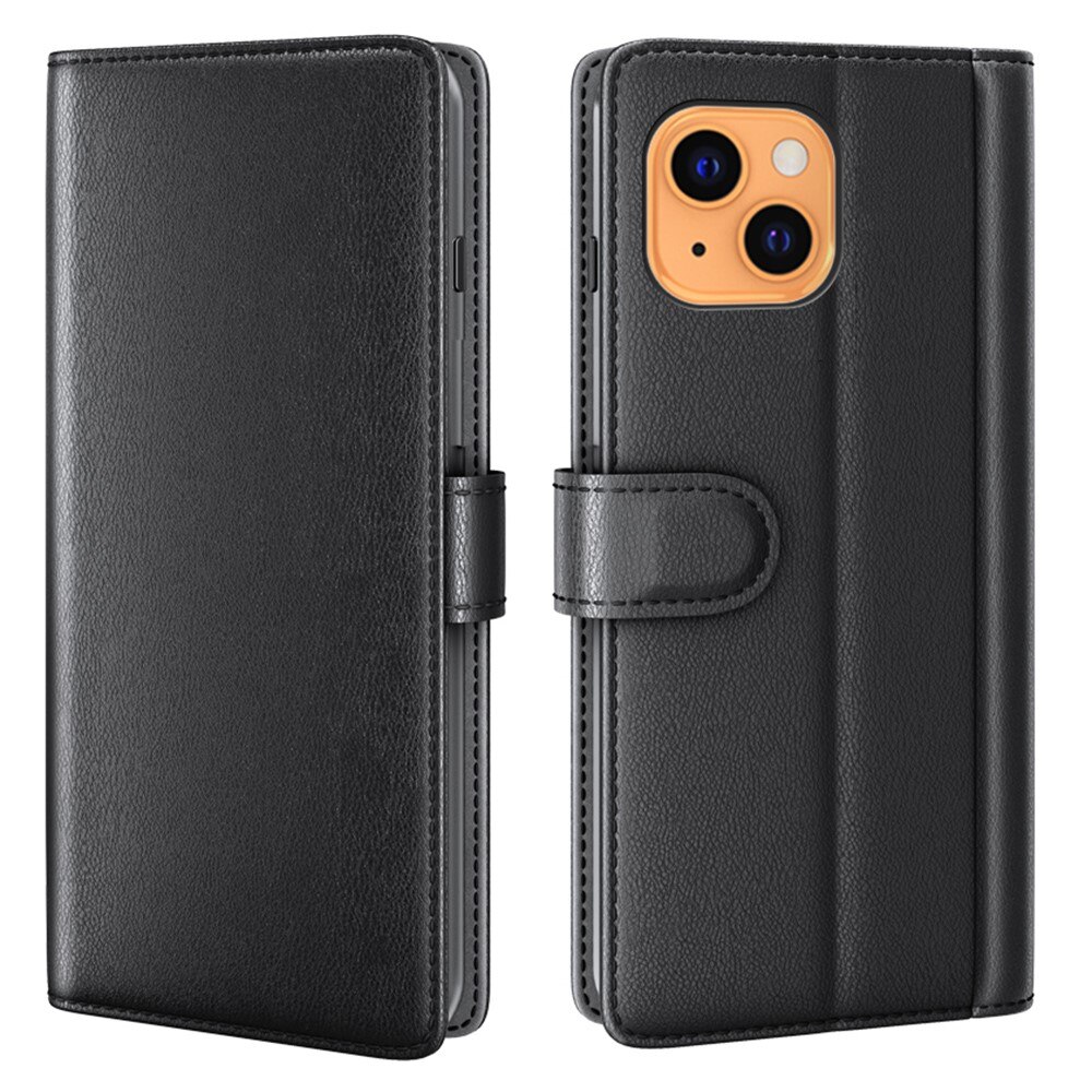 iPhone 13 Mini Genuine Leather Wallet Case Black