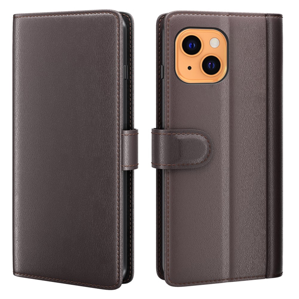 iPhone 13 Mini Genuine Leather Wallet Case Brown