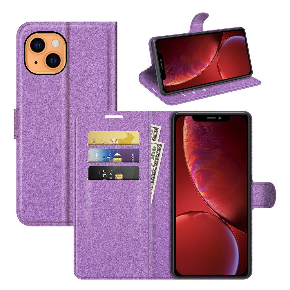 iPhone 13 Mini Wallet Book Cover Purple